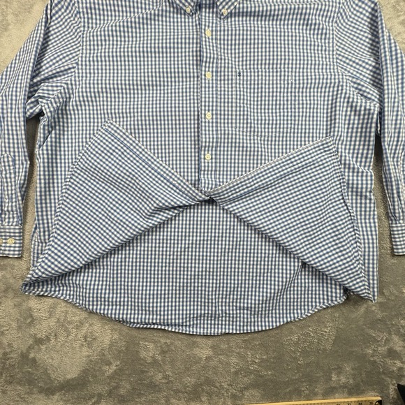 IZOD Men's 3XL Blue & White Check Button Down Dress Shirt Roomy Plus SEE DESCRIP - Picture 5 of 14